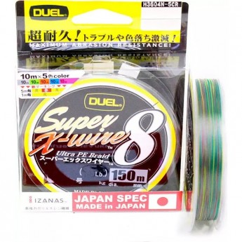 Леска плетеная YO-ZURI DUEL PE SUPER X-WIRE 8 0.13 мм/5.8 кг 150 м 5Color-Yellow Marking